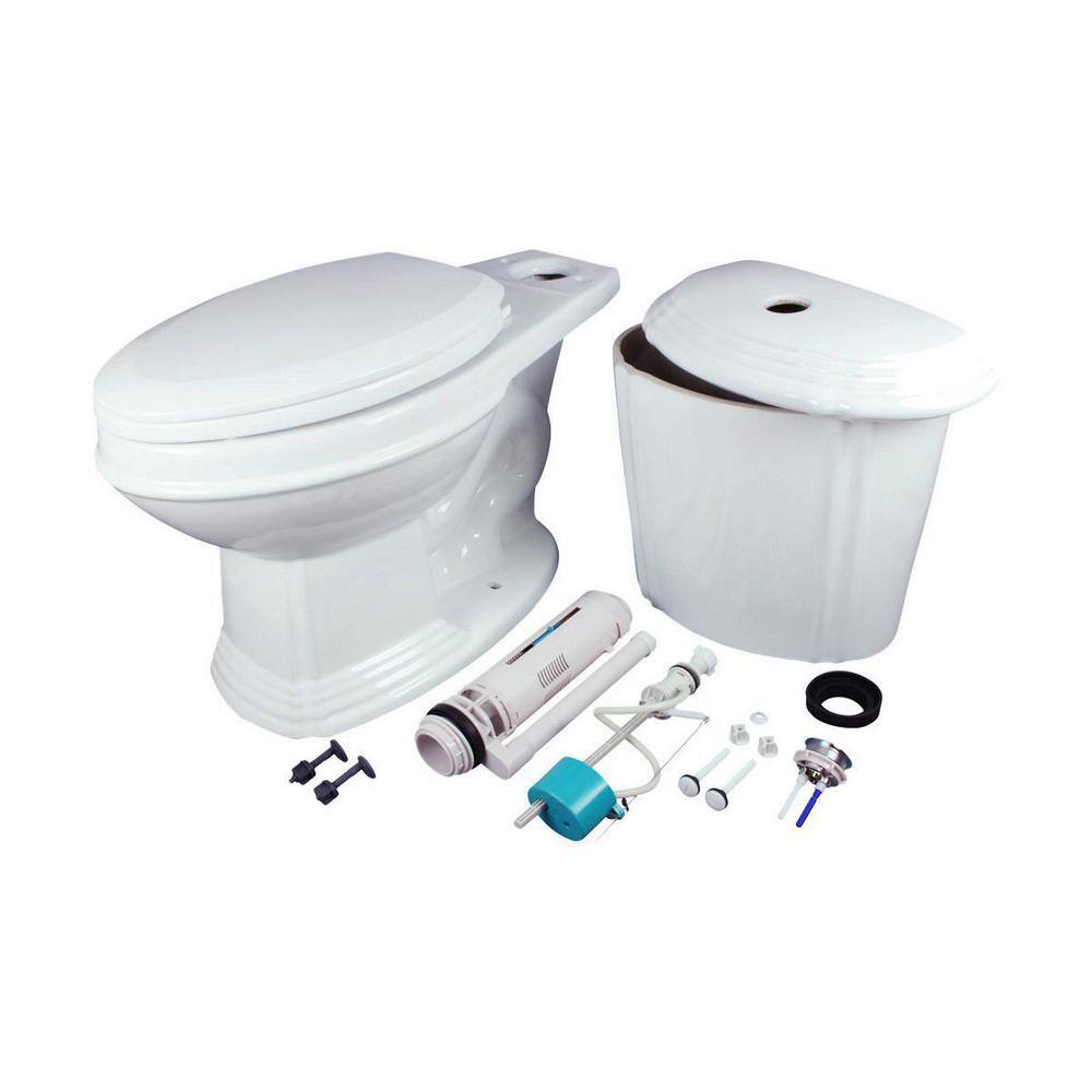 RENOVATORS SUPPLY MANUFACTURING Sheffield 2-Piece 0.8 GPF1.6 GPF WaterSense Dual Flush Elongated Toilet in White with Slow Close Seat 10783