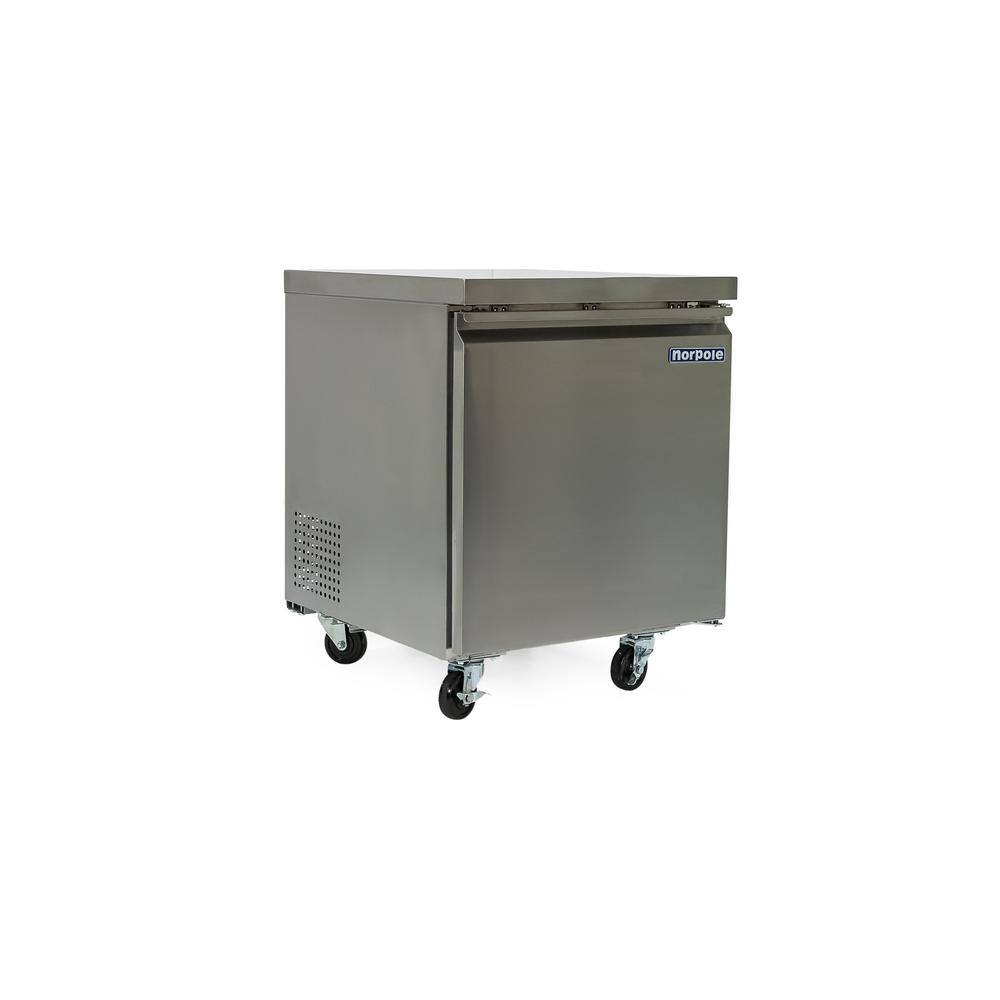 Norpole Commercial 6 cu. ft. Single Door Under Counter Refrigerator in Stainless Steel NP1R-27UC