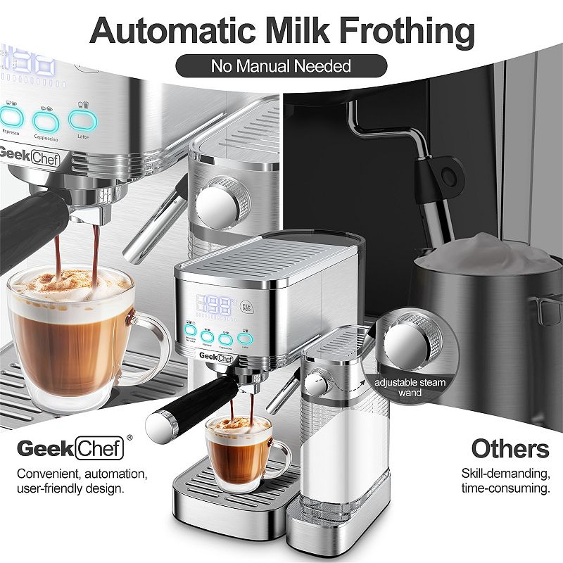 20 Bar Espresso Machine With Automatic Milk Frother， Espresso Maker For Cappuccino Or Latte