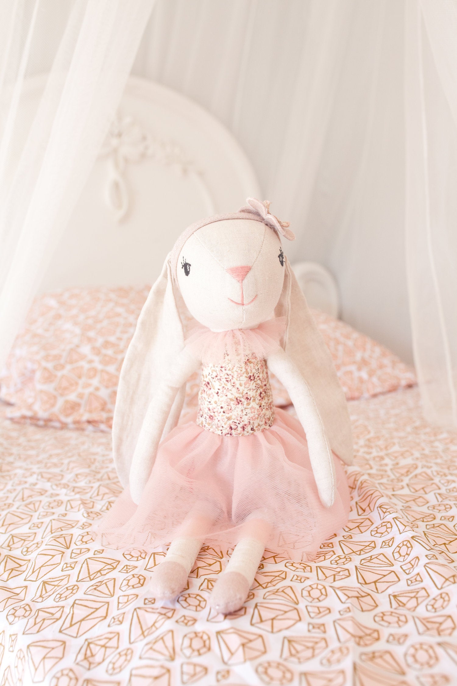 Mae the Ballerina Bunny Designer Plush Doll, Floral