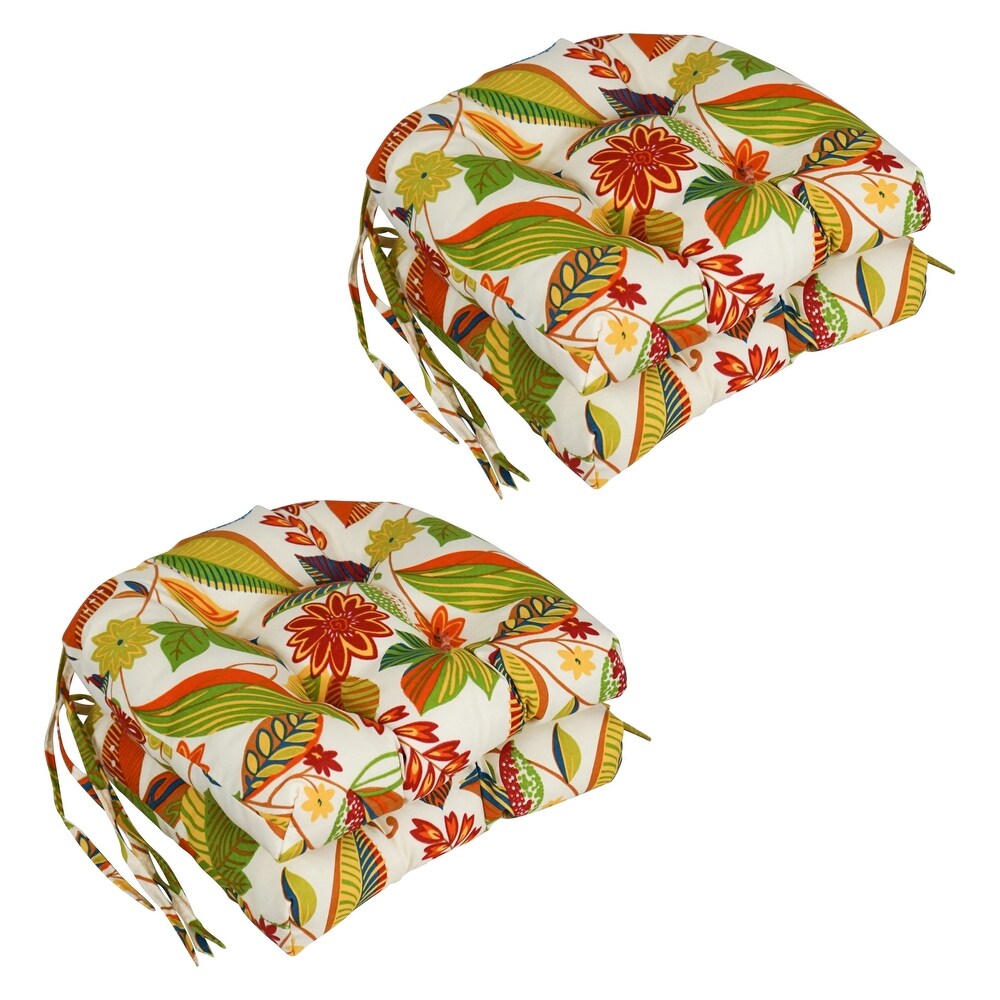 16 inch Rounded Back Tufted Indoor/Outdoor Chair Cushions (Set of 4)   16\