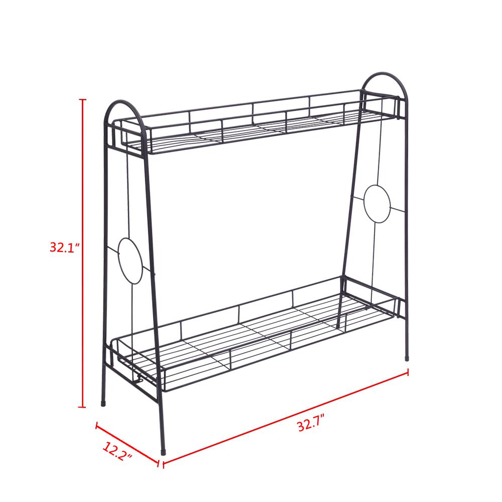 SalonMore 2-Shelf Stripe Pattern Tray Metal Flower Pot Rack Plant Display Stand Shelf Holder Decor