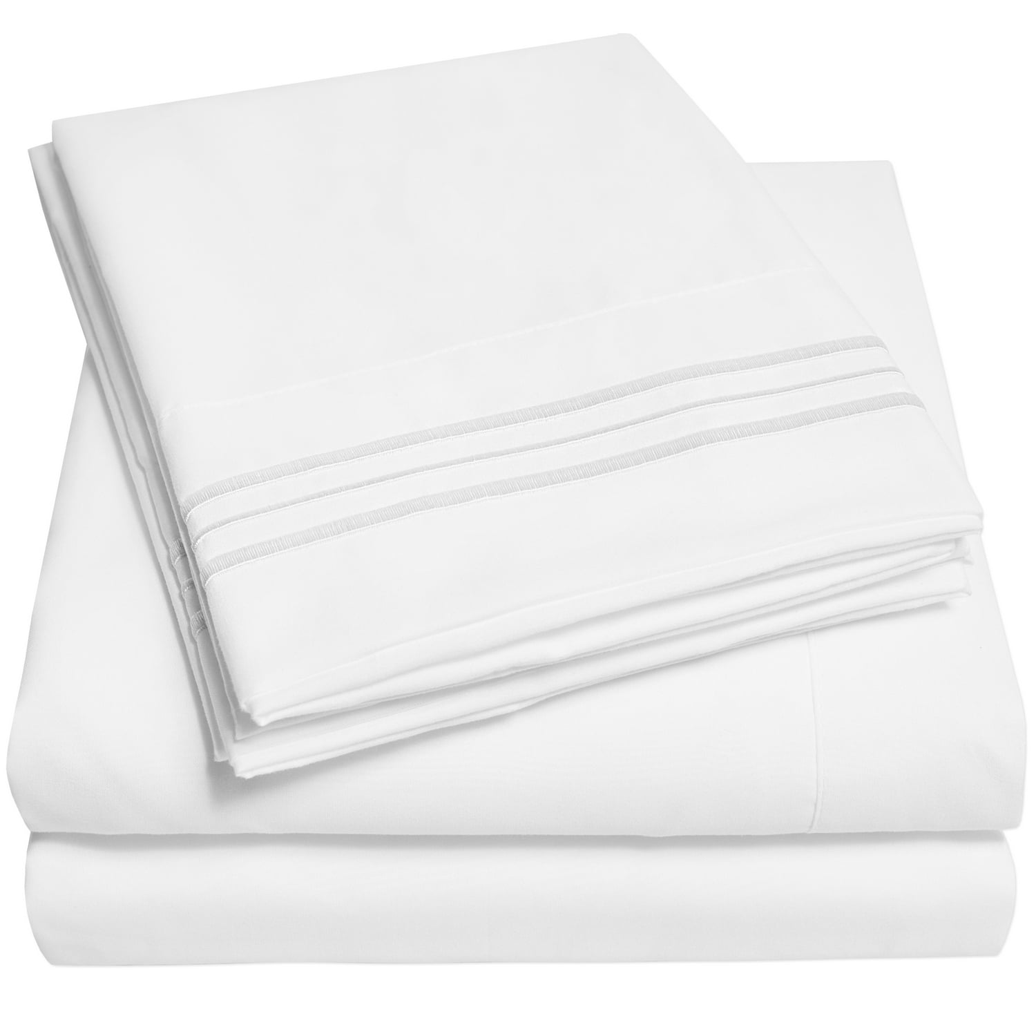 Sweet Home Collection 1800 Series Bed Sheets - Extra Soft Microfiber Deep Pocket Sheet Set - White， Queen