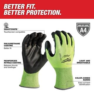 MW Small High Visibility Level 4 Cut Resistant Polyurethane Dipped Work Gloves (12-Pack) 48-73-8940B