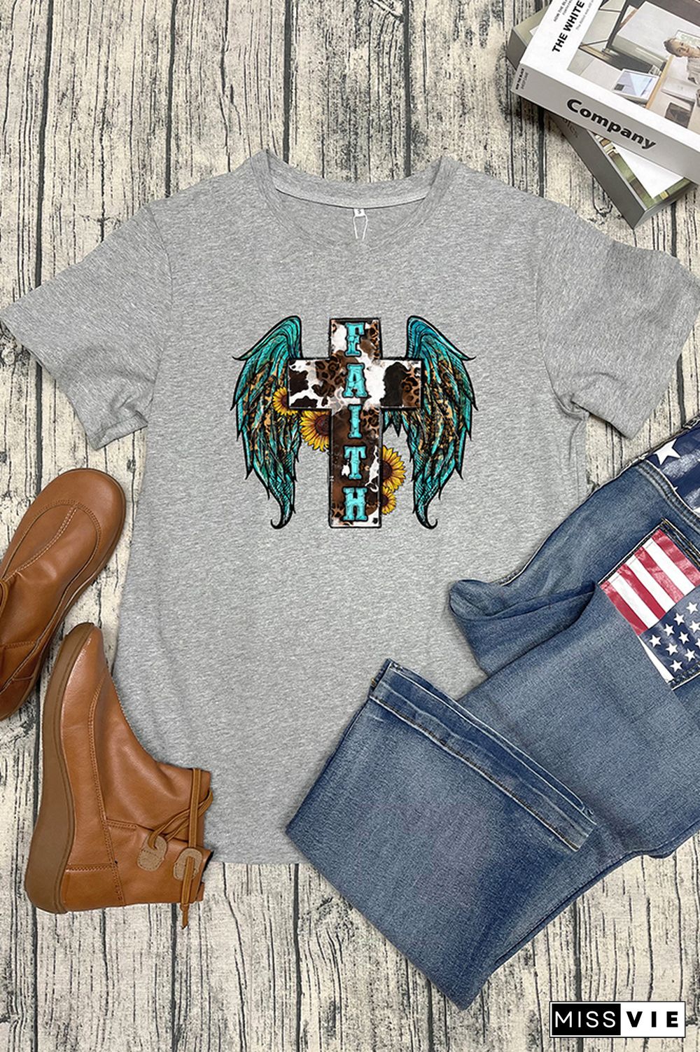 Western Wingns Cross Short Sleeve Graphic Tee Wholesale