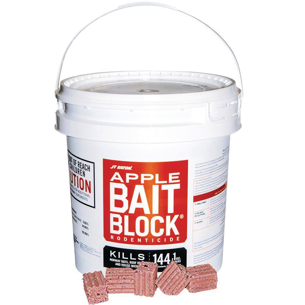 JT Eaton Bait Block Apple Flavor Anticoagulant Rodenticide for Mice and Rats (144-Pack) 709-AP