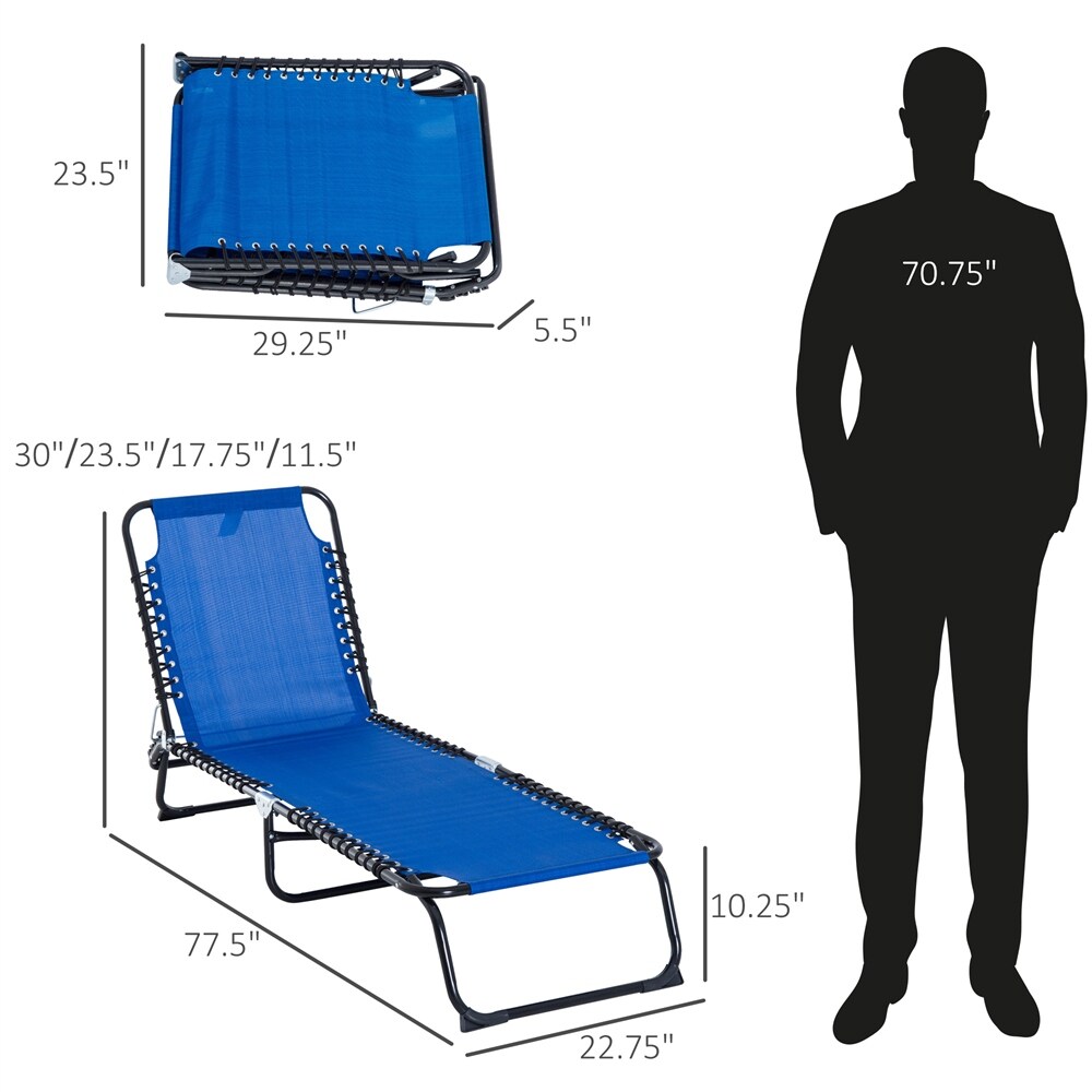 Patio Chaise Lounge with 4 Position Reclining Back and Breathable Mesh   N/A