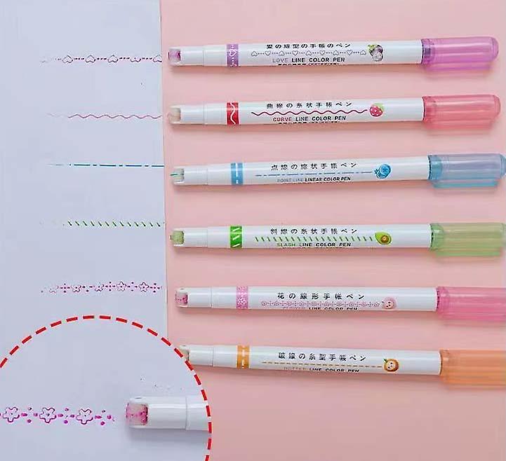 Dual Tip Pens With 6 Different Curve Shapes-6pcs