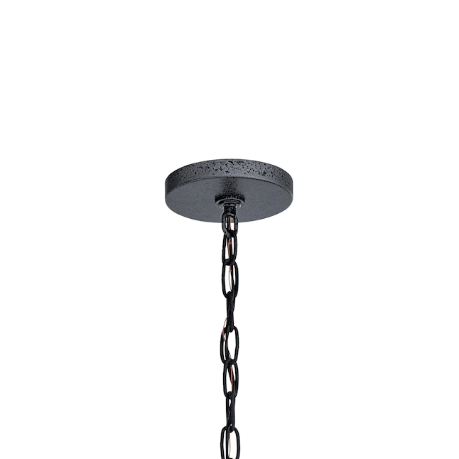 Kichler 82281 Barrington Distressed Black and Wood Tone Rustic Seeded Glass Cylinder Mini Pendant Light