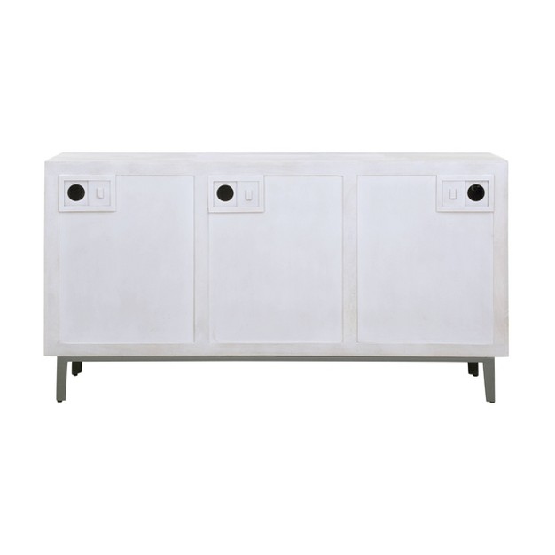 Blaise Mid century Modern 3 Door Storage Credenza sideboard White charcoal Treasure Trove