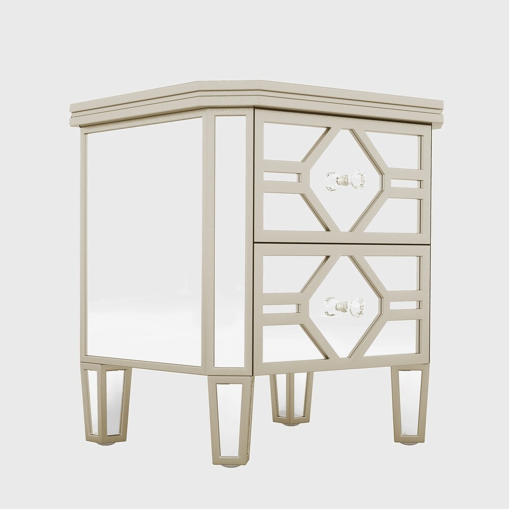 Mirrored 2 Drawer Nightstand