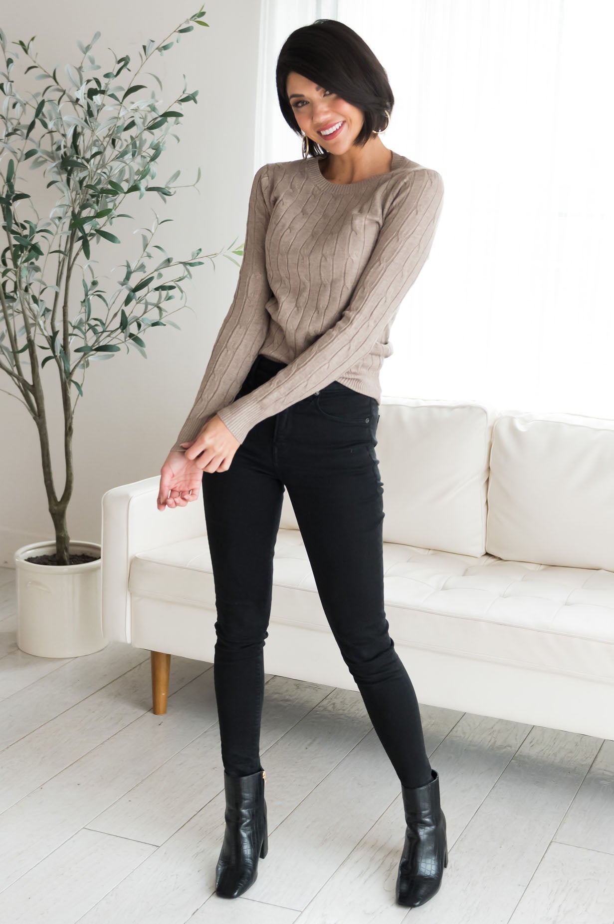 Restful Nights Modest Twisted Cable knit Sweater