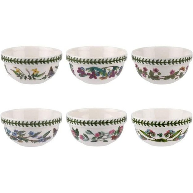 Portmeirion Botanic Garden Small Stacking Bowls Set Of 6 Made In England Assorted Floral Motifs 5 Inch