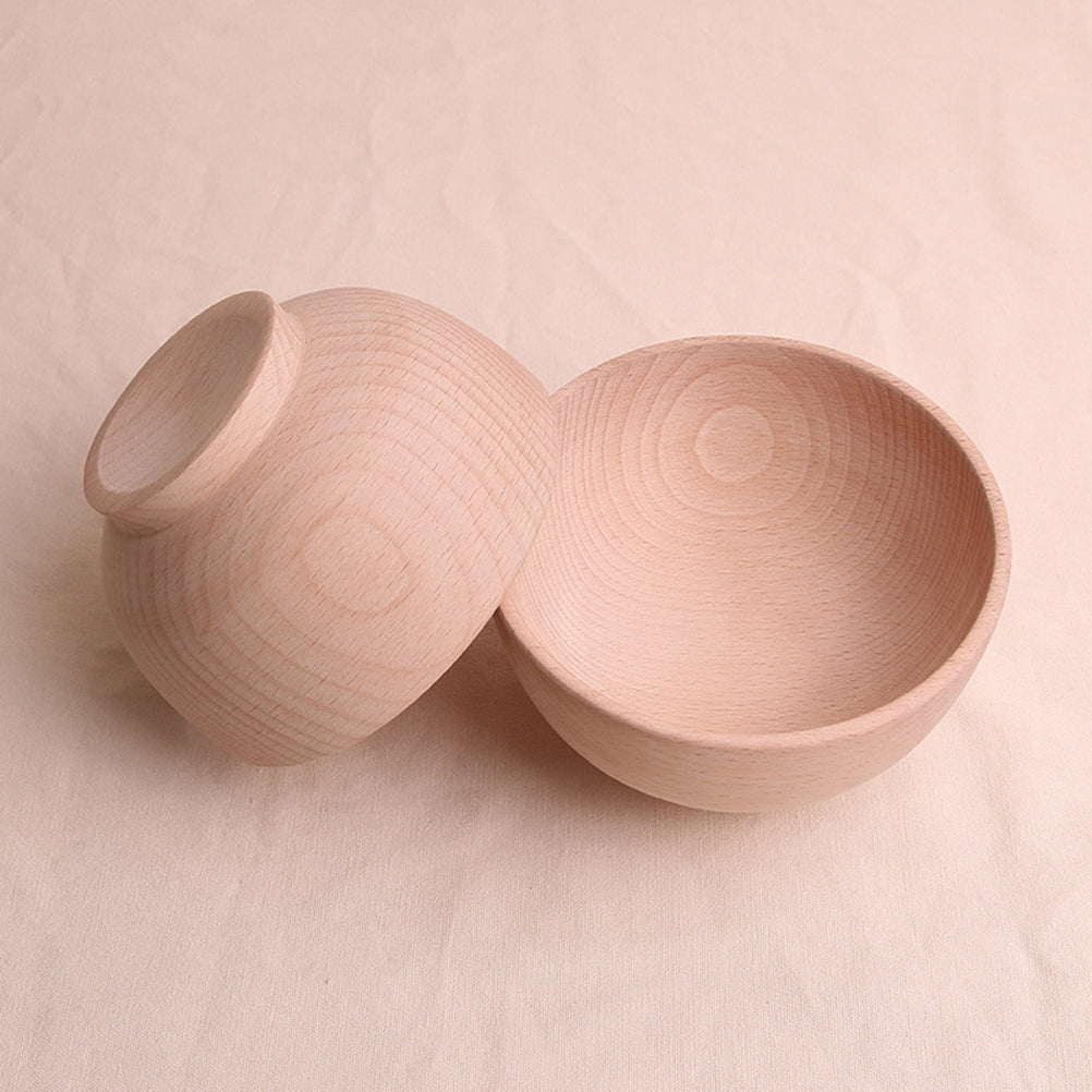 OUNONA Bowl Wooden Bowls Wood Set Salad Insulated Household Handmade Soup Serving Food Fruit Small