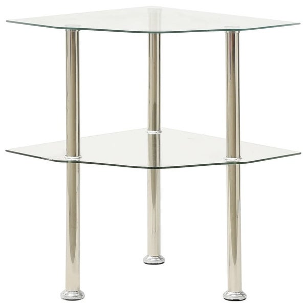 vidaXL 2-Tier Side Table Transparent 15