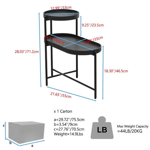 2-Tier Side Table with Storage Sofa Table with Bottom Anti-slip and Tray End Table Modern Living Room Center Table