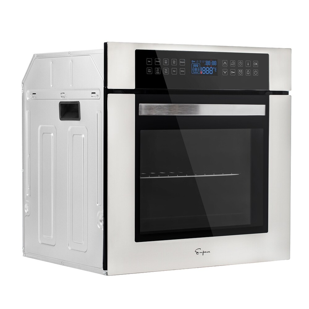 Empava 24 in Electric Single Wall Oven   Convection Fan in Stainless Steel   24\