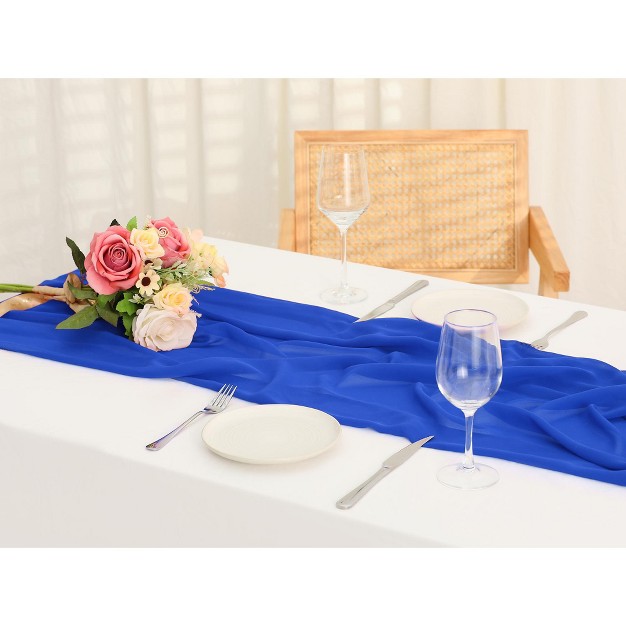 Unique Bargains Wedding Party Chiffon Sheer Table Runner 10ft 28 X 120 Inches 6 Pcs