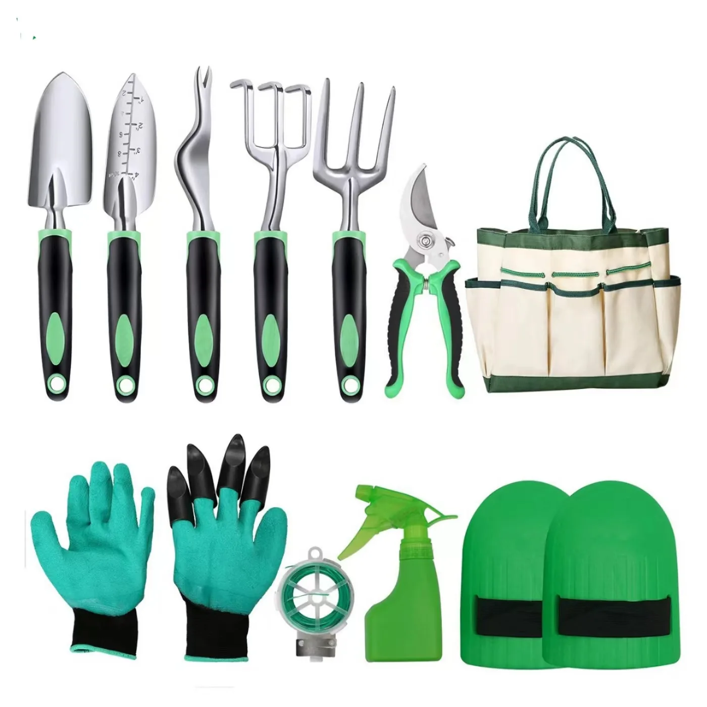 High quality fork rake shovel scissor 9 pieces and Knee Protection Gardening Tools Set