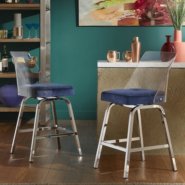 Lennox Velvet Counter Height Stools (Set of 2) by iNSPIRE Q Bold