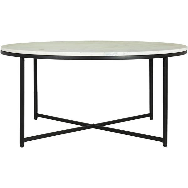 Nikkitae Round Marble Top and Metal Coffee Table - 16