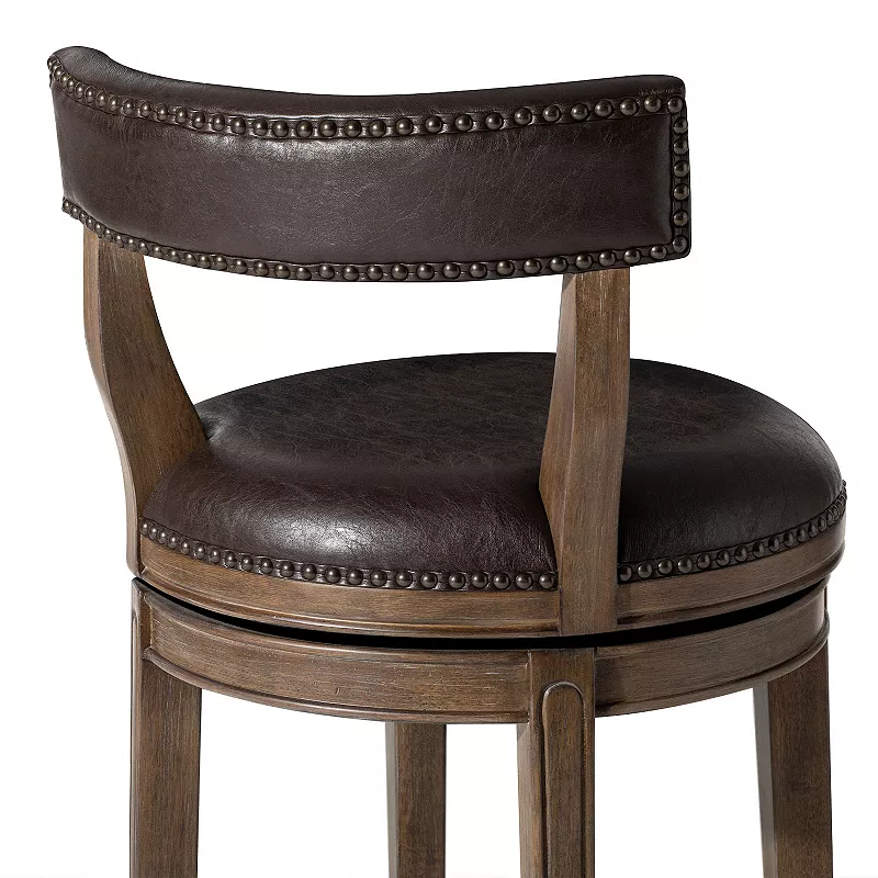 Maven Lane Alexander Bar Stool In Walnut Finish W/ Marksman Saddle Vegan Leather