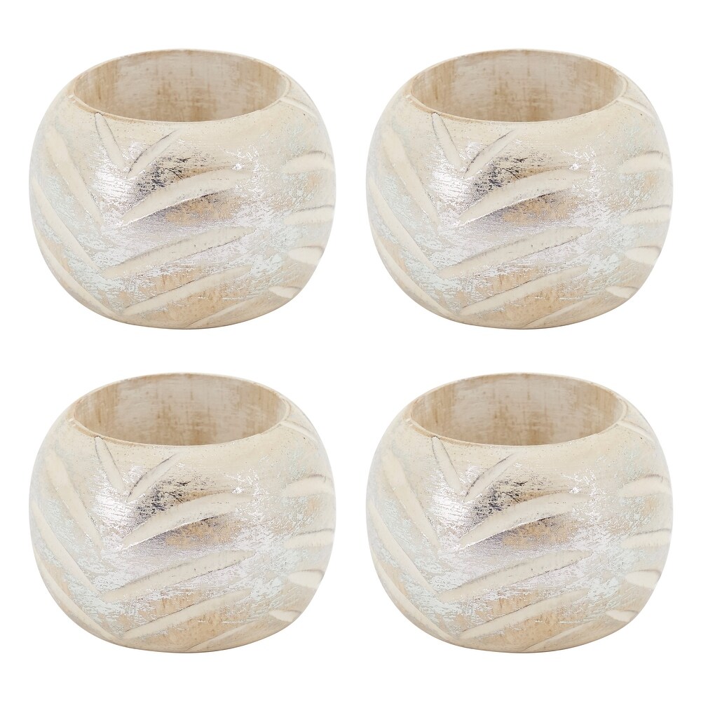 Napkin Rings With Foil Print Wood Design (Set of 4)