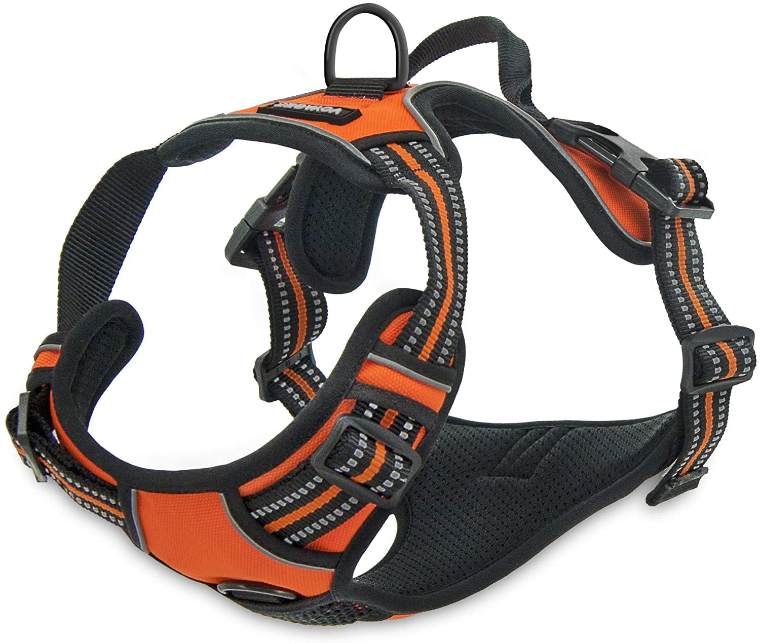 Voyager Dog Harness Dual Leash Attachment No-Pull Control Adjustable Soft but Strong Pet Harness for Medium and Large Dogs with 3M Reflective Technology - Orange， L (Chest: 25 - 30