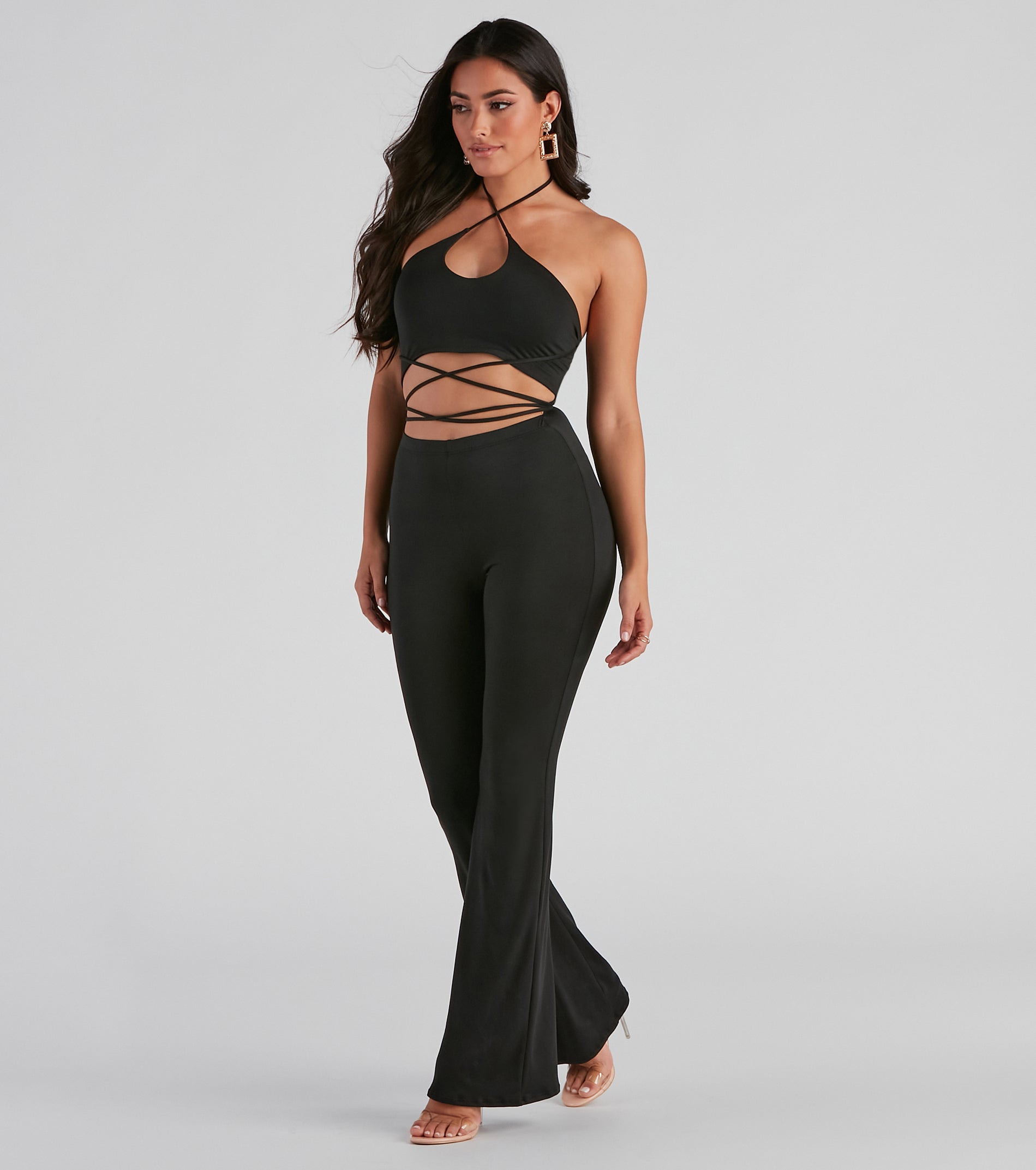 So Fab Halter Strappy Knit Jumpsuit