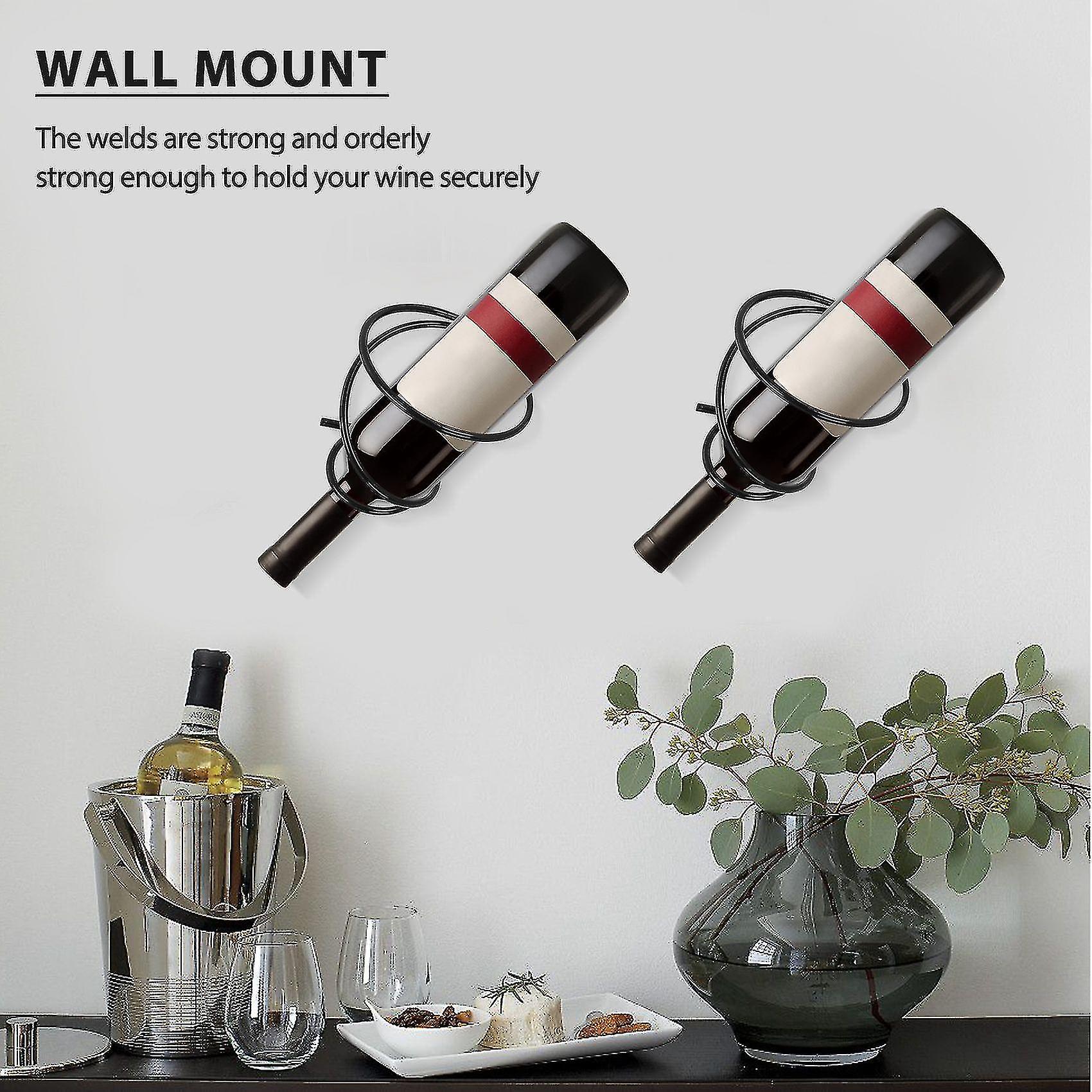 Pack Of 6 Wall Mounted Wine Racks - Red Wine Bottle Display Holder With Screws， Metal Hanging Wine