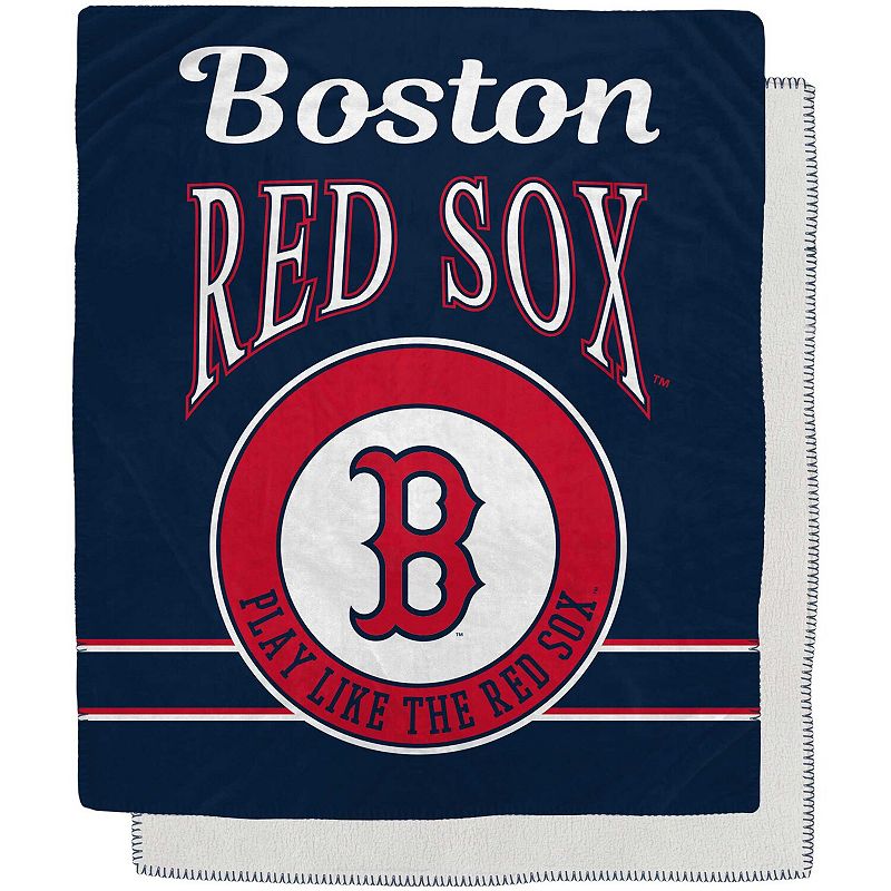 Boston Red Sox 50 x 60 Retro Emblem Flannel Fleece Sherpa Blanket