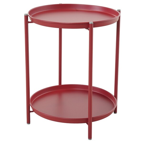 2Tier Metal Round Side Table for Outdoor and Indoor Use