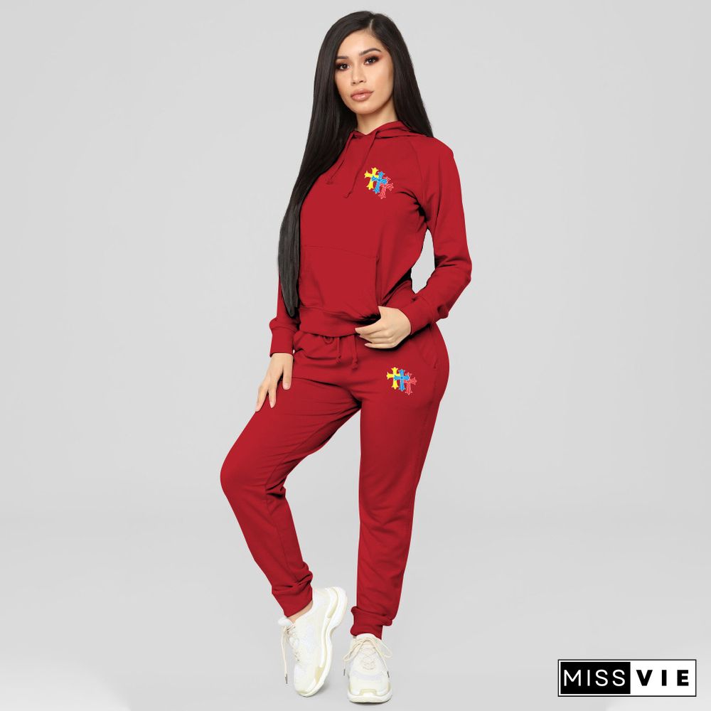 Casual Pullover Hoodies Sweatpants 2 Pieces Set