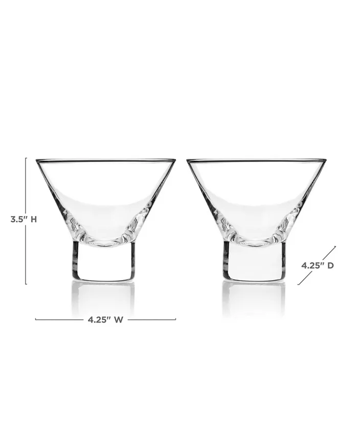 Viski Heavy Base Crystal Martini Glasses Set of 2 7.5 Oz