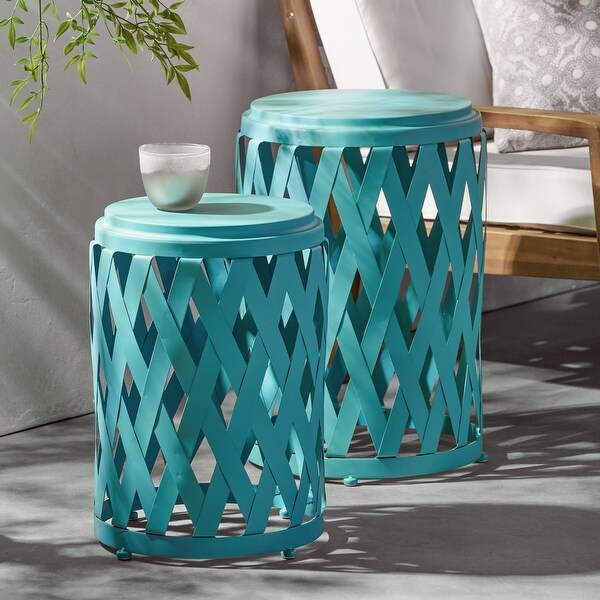 2pcs Iron Tables Lattice Design Lightweight and Stylish