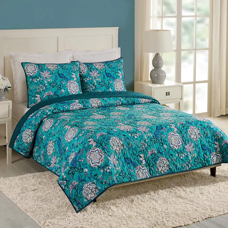 Vera Bradley Peacock Garden Quilt and Shams Set