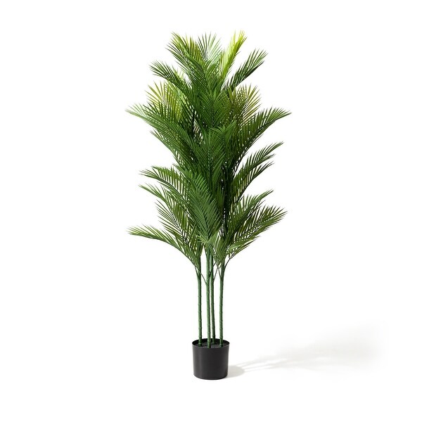 Glitzhome 60H Real Touch Fronds Artificial Palm Tree With Black Pot