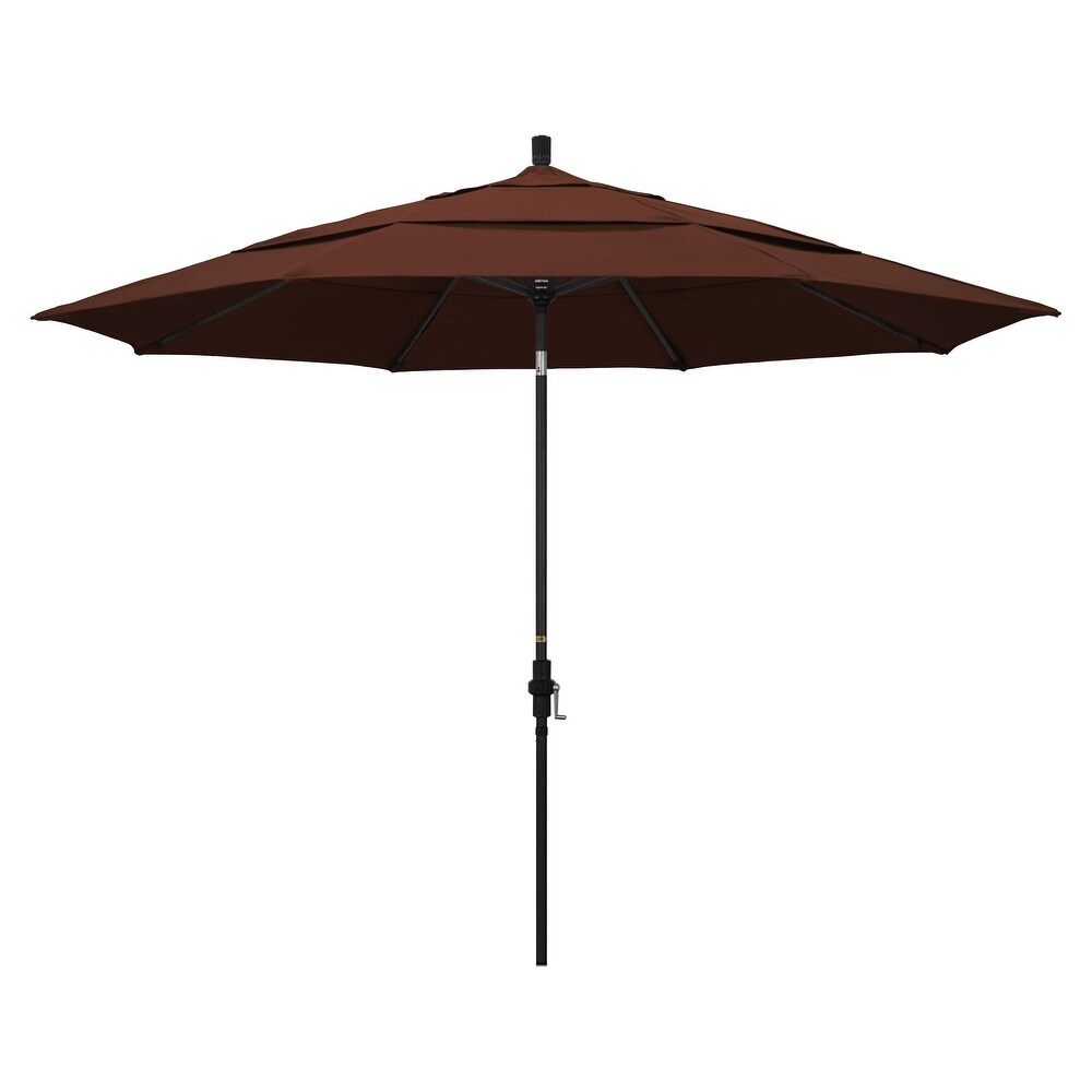 California Umbrella 11 Foot Round Aluminum  Crank Open Collar Tilt Patio Umbrella  Sunbrella Fabric