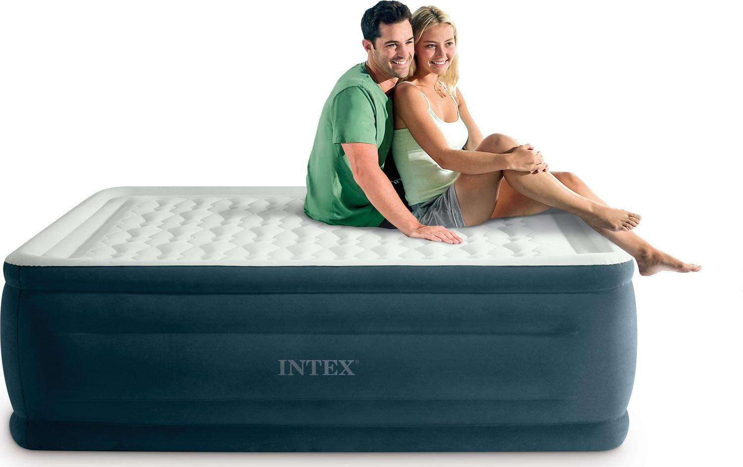 Intex Dura-Beam 24 Pillowtop Air Mattress， with Built-in Pump， Queen