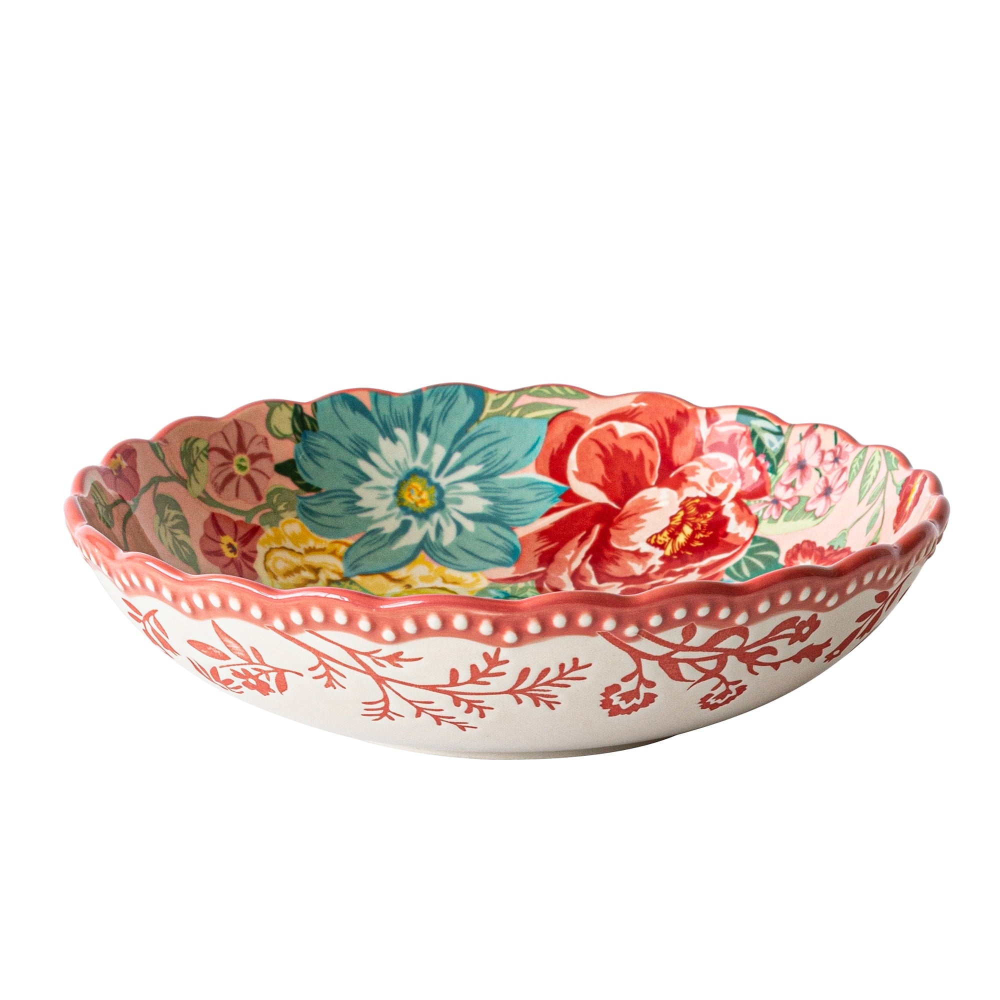 The Pioneer Woman Fancy Flourish Stoneware Pasta Bowl， Pink