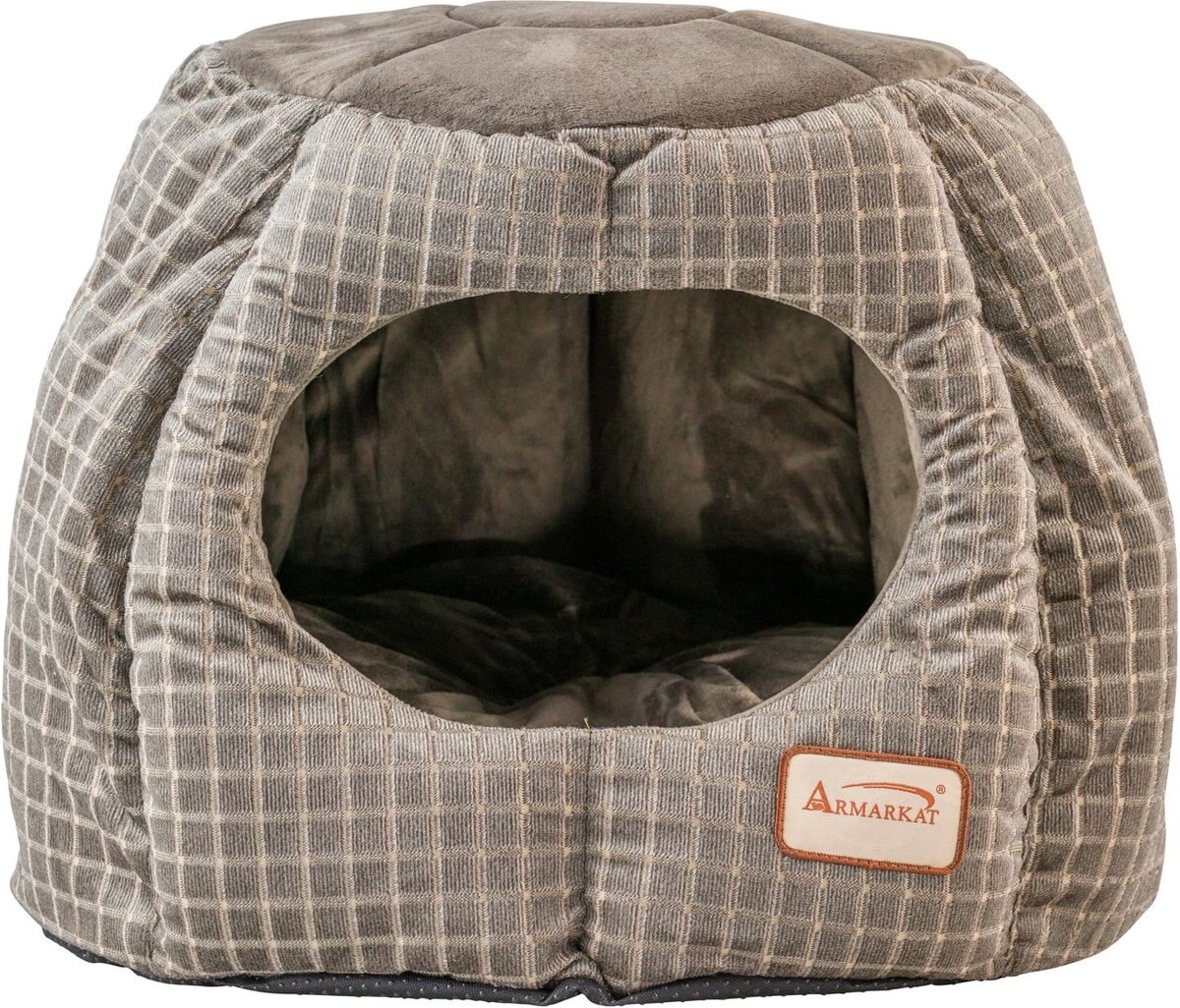 Armarkat 16-in Cave Shape Cat Bed， Bronze and Silver