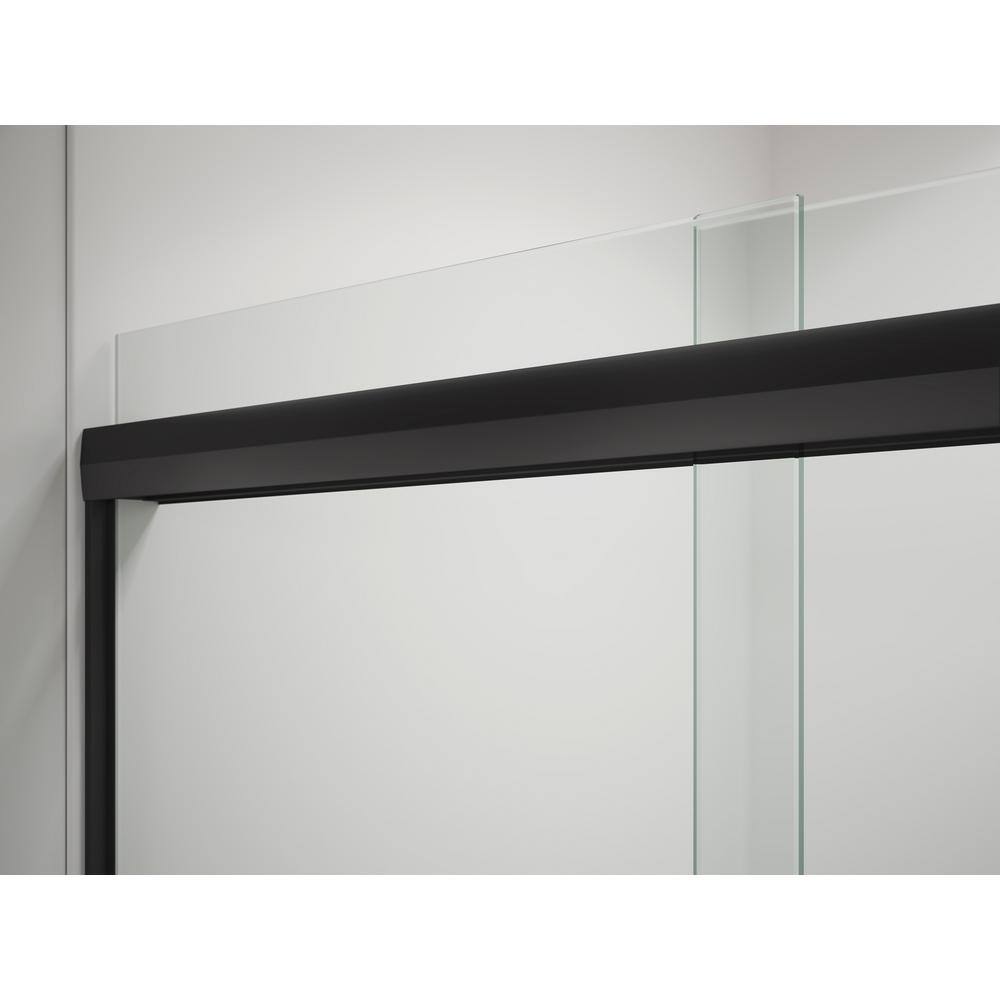 KOHLER Pleat 59.625 in. x 63.5625 in. Frameless Sliding Bathtub Door in Matte Black with Crystal Clear Glass K-707602-8L-BL