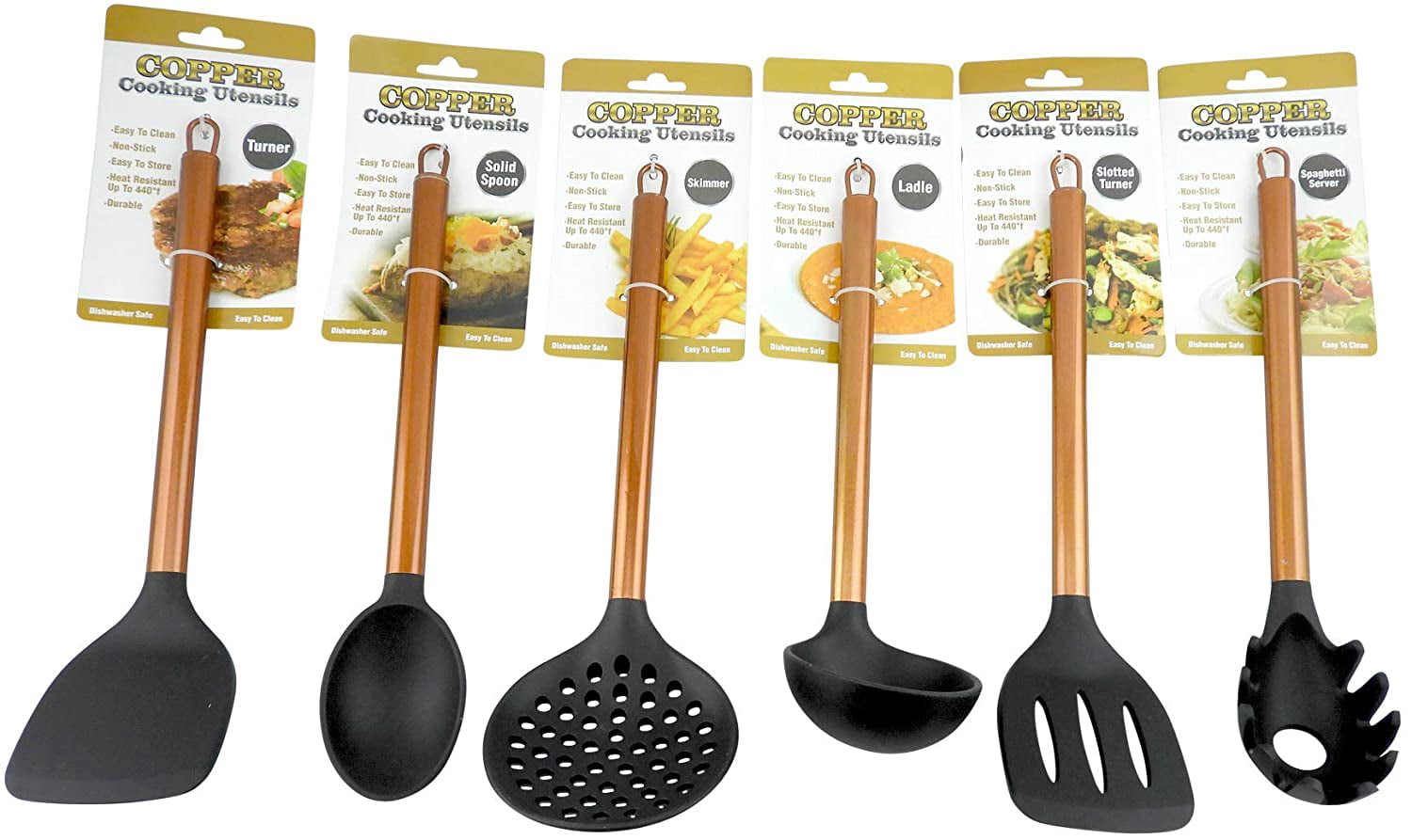 Dependable Industries Set of 6 Kitchen Copper Cooking Utensils Set Made with Heat Resistant Nylon