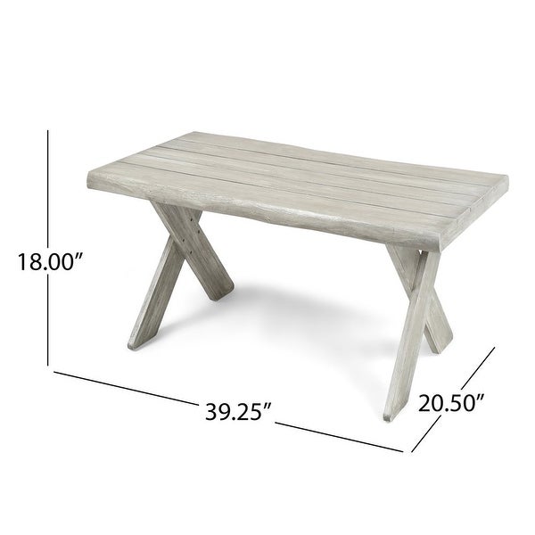 Eden Outdoor Acacia Wood Coffee Table， Light Grey