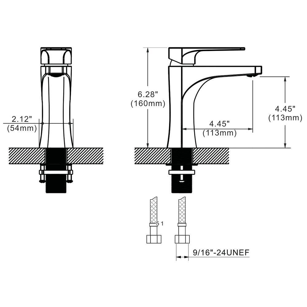 AKDY Single Hole Single-Handle Bathroom Faucet in Brushed Graphite Black BF004-6