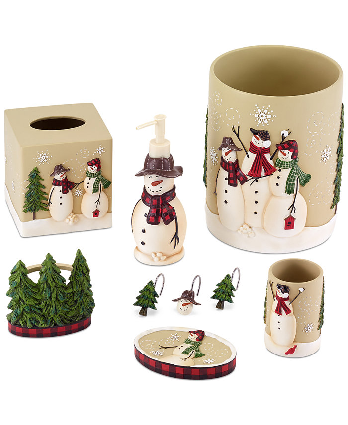 Avanti Snowman Gathering Holiday Resin Wastebasket