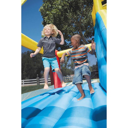 Little Tikes Giant Slide Bouncer Inflatable Bounce House with Blower and Climbing Wall, Fits up to 3 Kids, Multicolor, Outdoor Backyard Toy for Boys Girls Ages 3 4 5+ to 8 Year Old