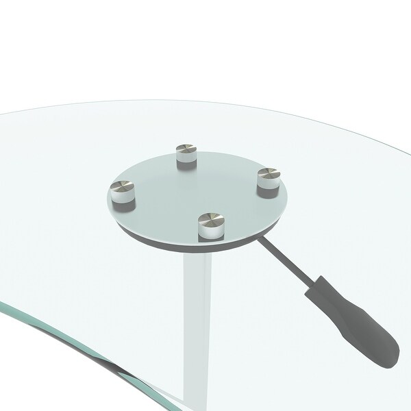 Adjustable Height Transparent Tempered Glass Table with Wheels