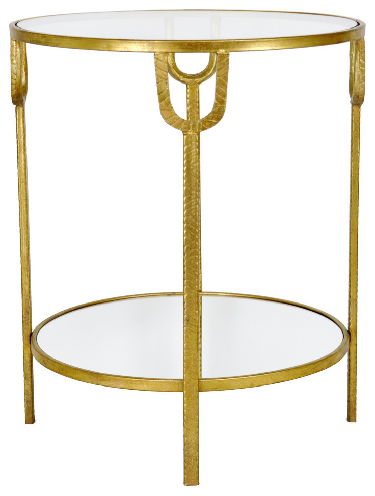 Samiha Gold Round Side Table   Contemporary   Side Tables And End Tables   by Peachtree Fine Furniture  Houzz