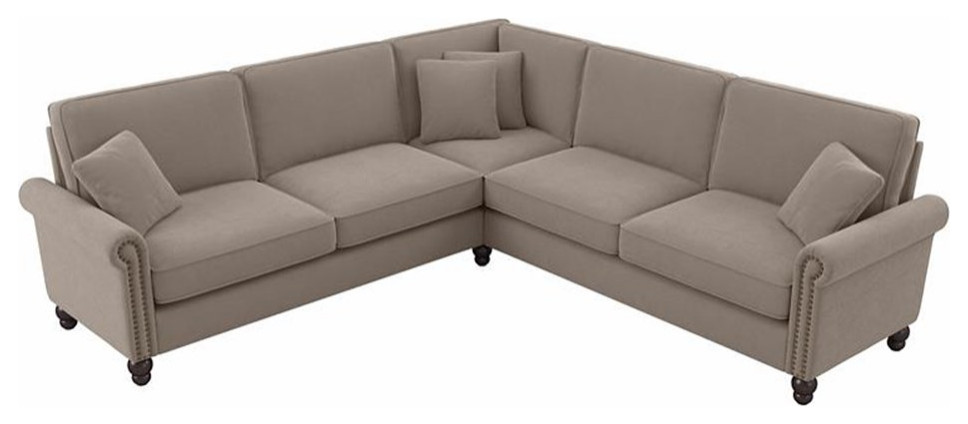 Coventry 99W L Shaped Sectional Couch in Dark Gray Microsuede   Sectional Sofas   by Homesquare  Houzz